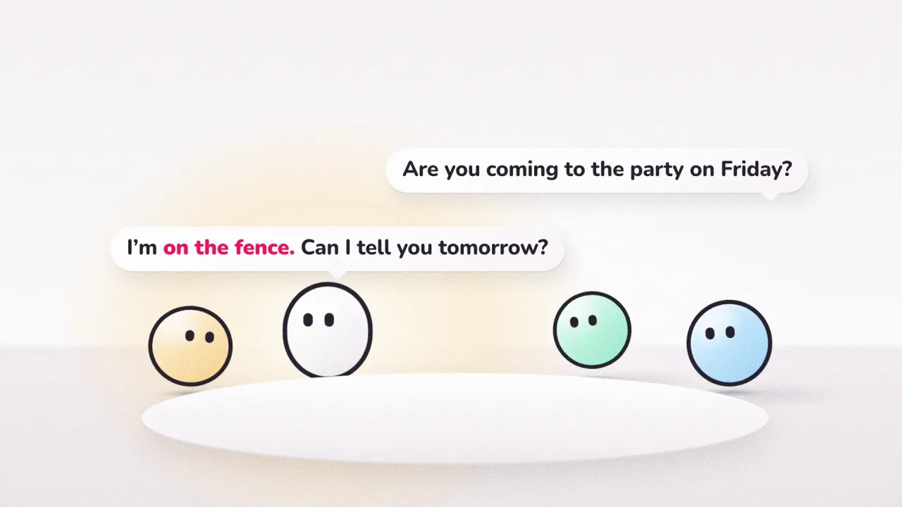 A scene from the film: at a team meeting, a colleague asks “Are you coming to the party on Friday?” and the answer is “I’m on the fence. Can I tell you tomorrow?”